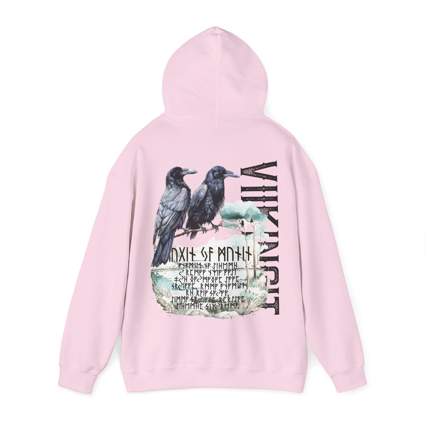 hoodie made of strong cotton - viking raven picture on the back