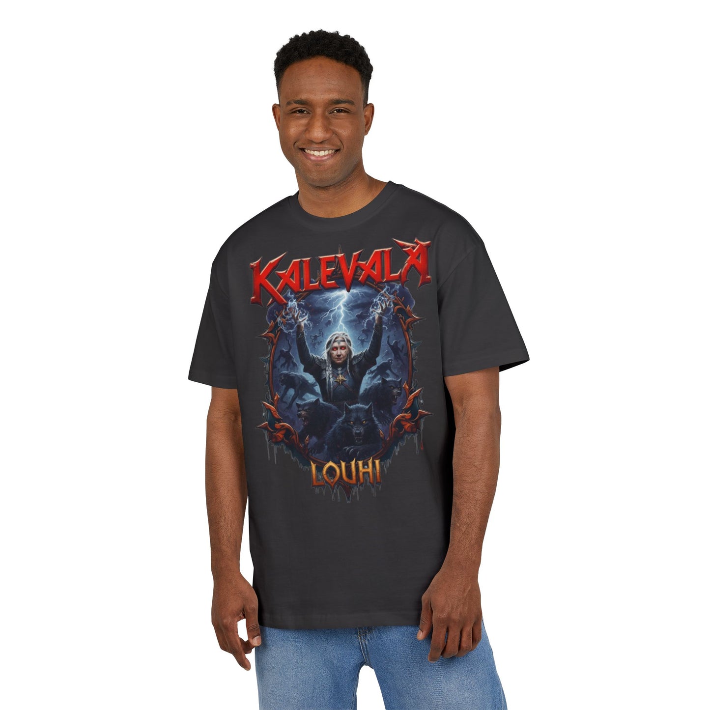 Kalevalan Kalevala Pohjolan emäntä Louhi lähettää vitsaukset rock-henkinen paita -  Oversize  T-paita