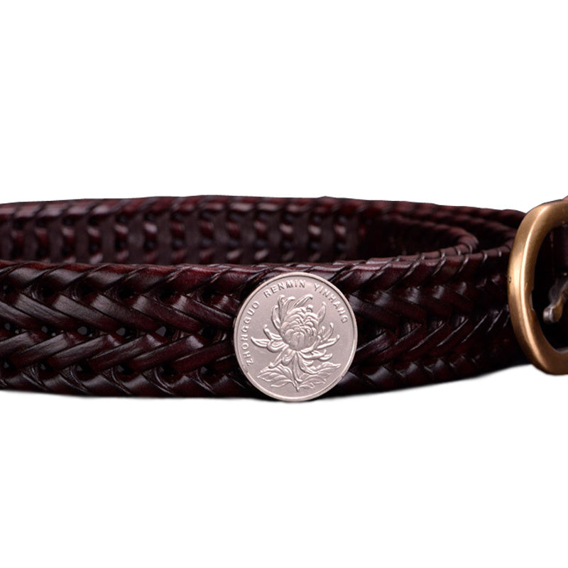 Ladies hand-woven leather belt