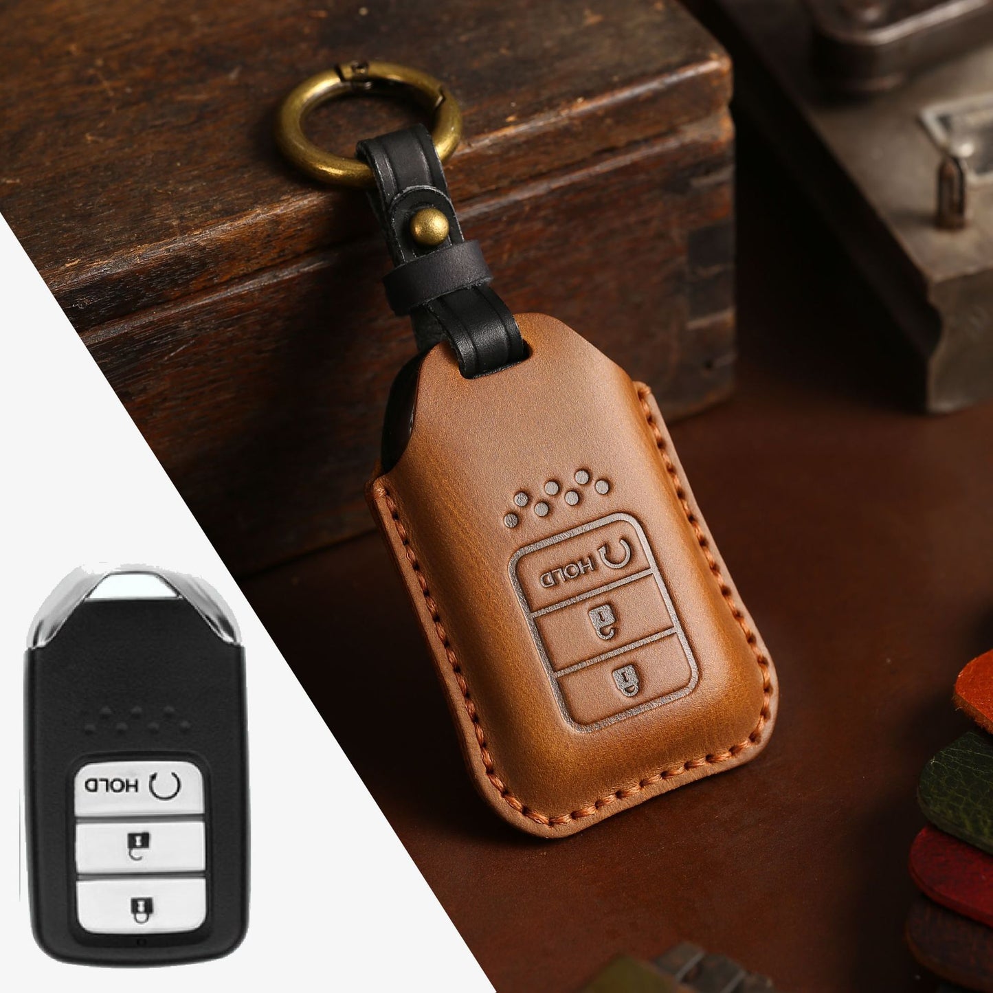 Full Leather Car Key Case Cowhide