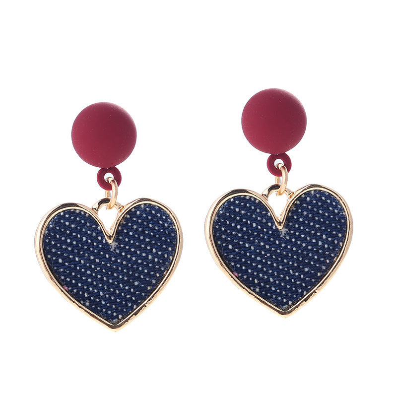 Denim love earrings