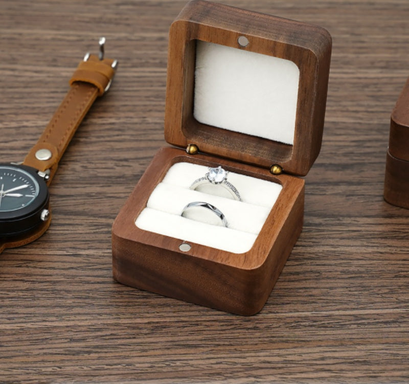 Portable Travel Ring Wooden Storage Box