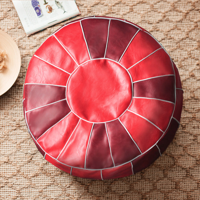 Hand-stitched Imitation Leather Texture Moroccan Leather Pouf