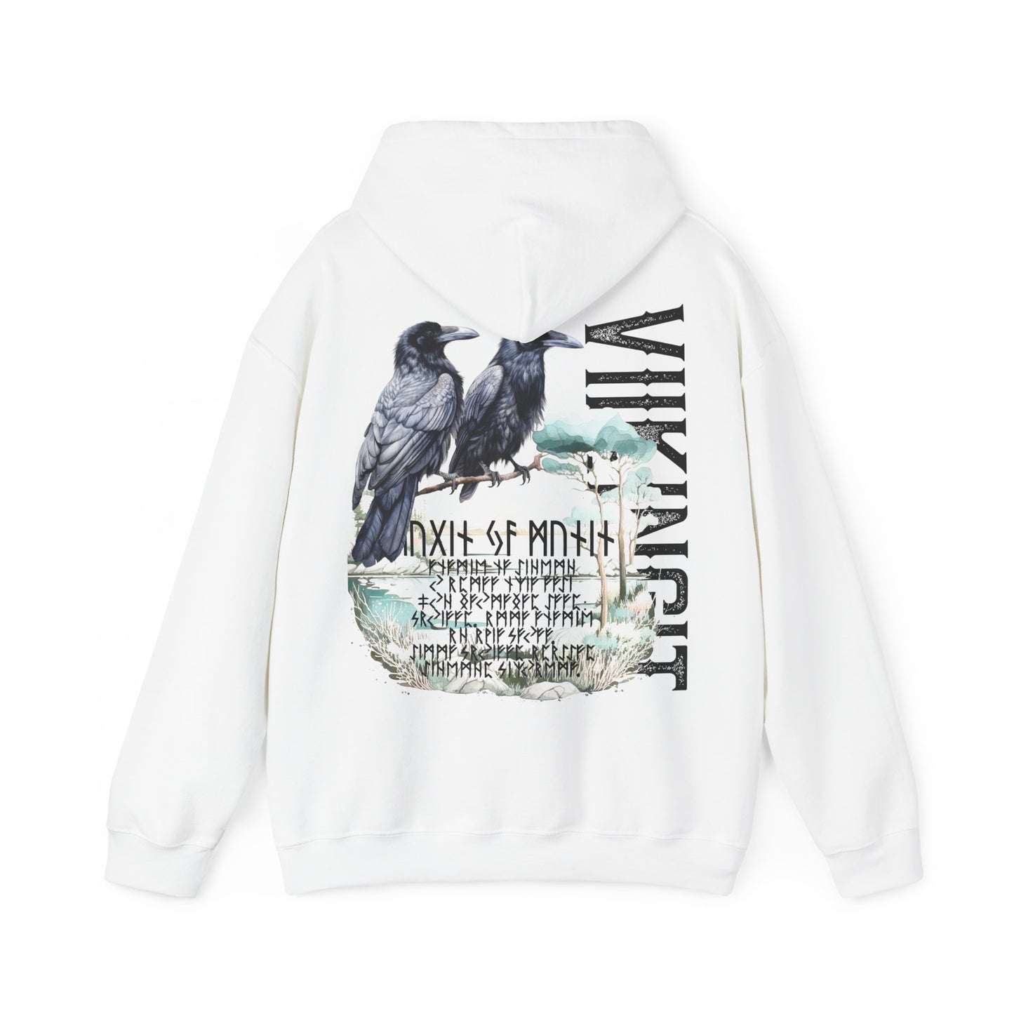 hoodie made of strong cotton - viking raven picture on the back