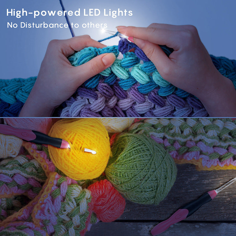 Rechargeable Light Crochet Hook With Interchangeable Head Knitting Needle Set käsityöpaketti  led virkkuukoukut
