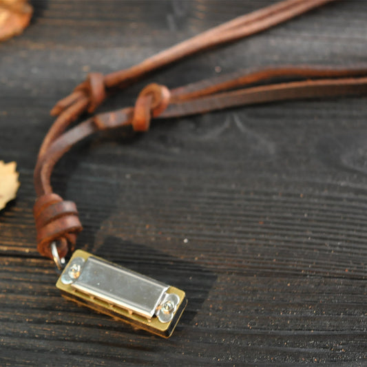 Fashion Personality Mini Leather Harmonica Necklace