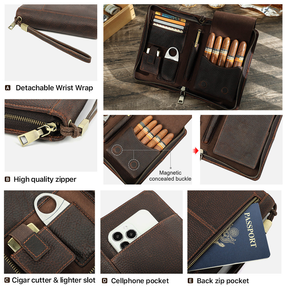 Multifunctional Cigar Case Leather