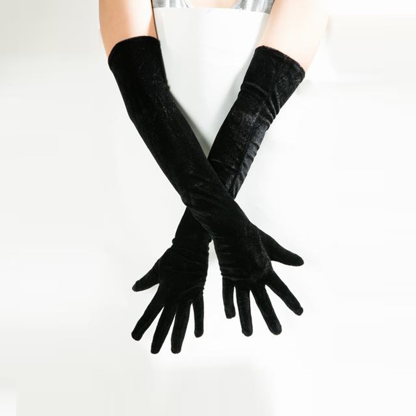 Women's 53cm long party gloves: flexible and wonderful flame velvet mittens ;)