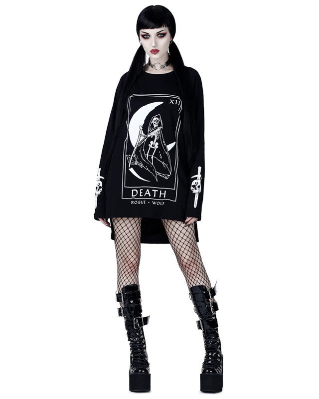 Autumn And Winter Gothic Dark Moon Letter Printing Round Neck And Long Pattern Sweater