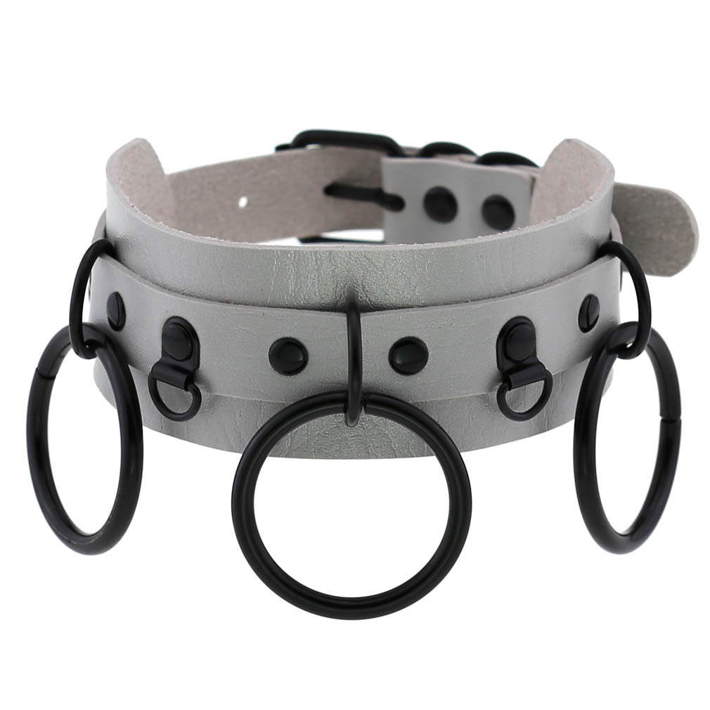 Gothic double-layer PU leather collar