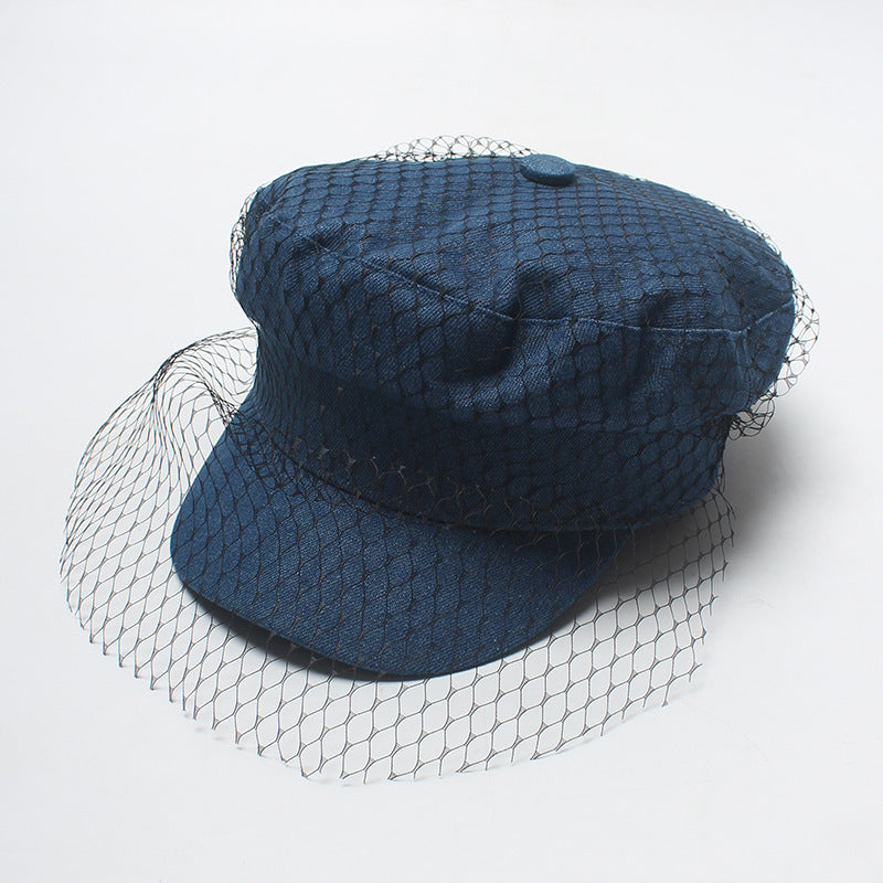 Women's denim mesh hat