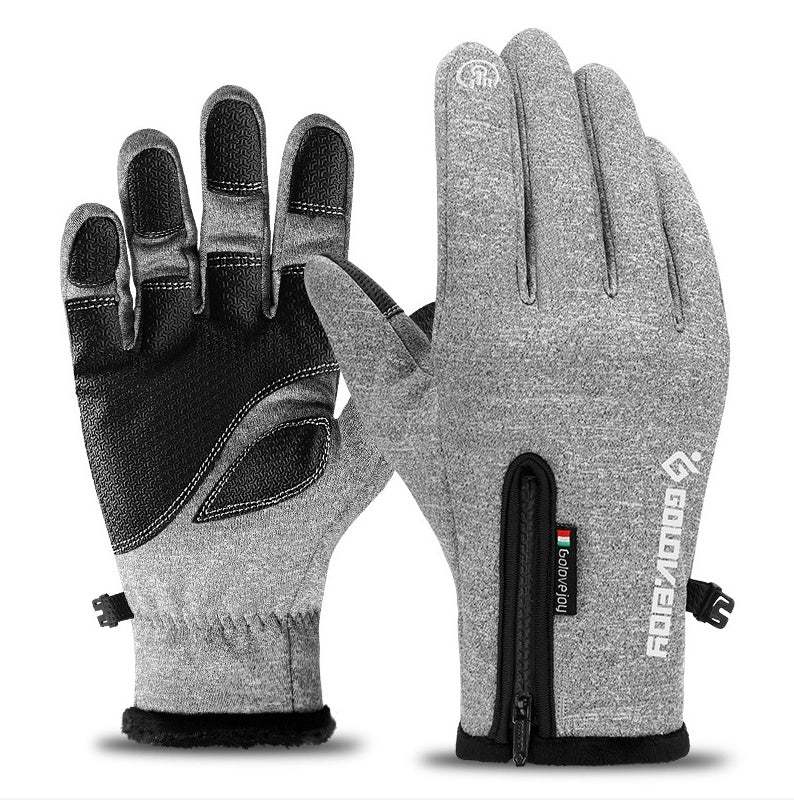 Thermal gloves for motorcycling - brown, black and gray