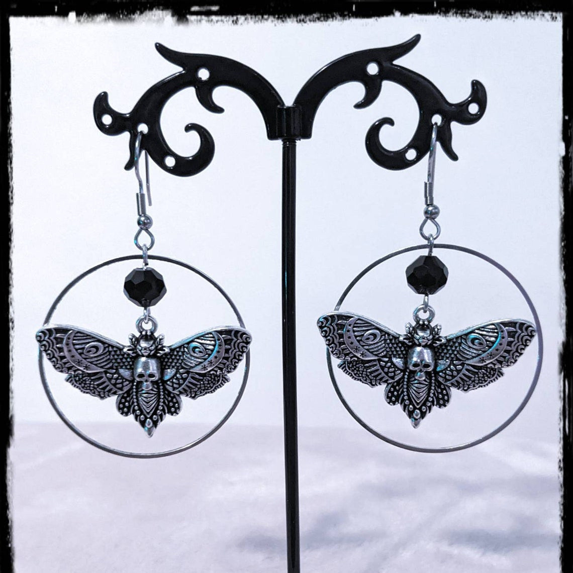 Gothic Skull Moth Turku Insect Earrings