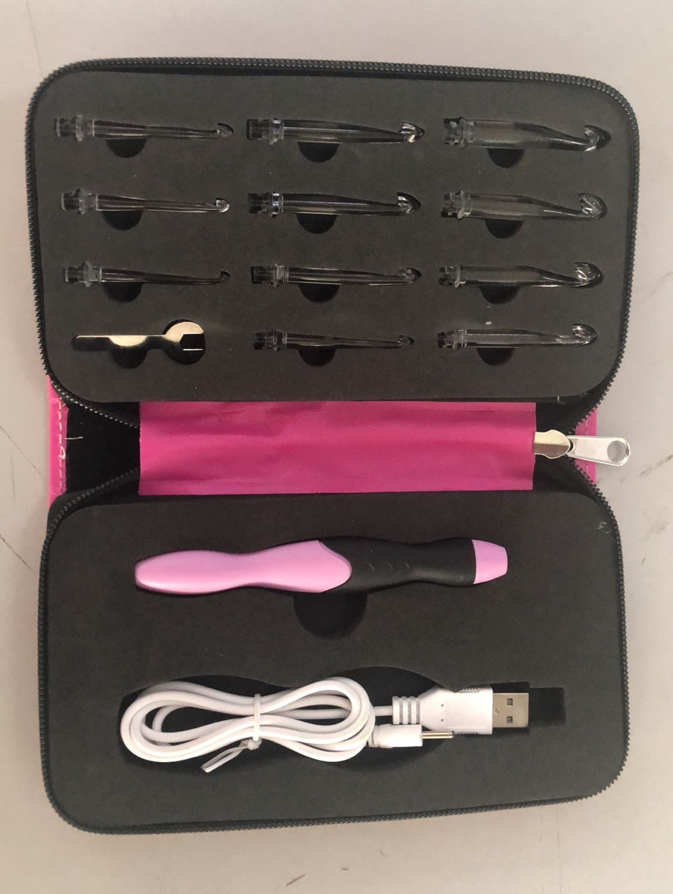 Rechargeable Light Crochet Hook With Interchangeable Head Knitting Needle Set käsityöpaketti  led virkkuukoukut