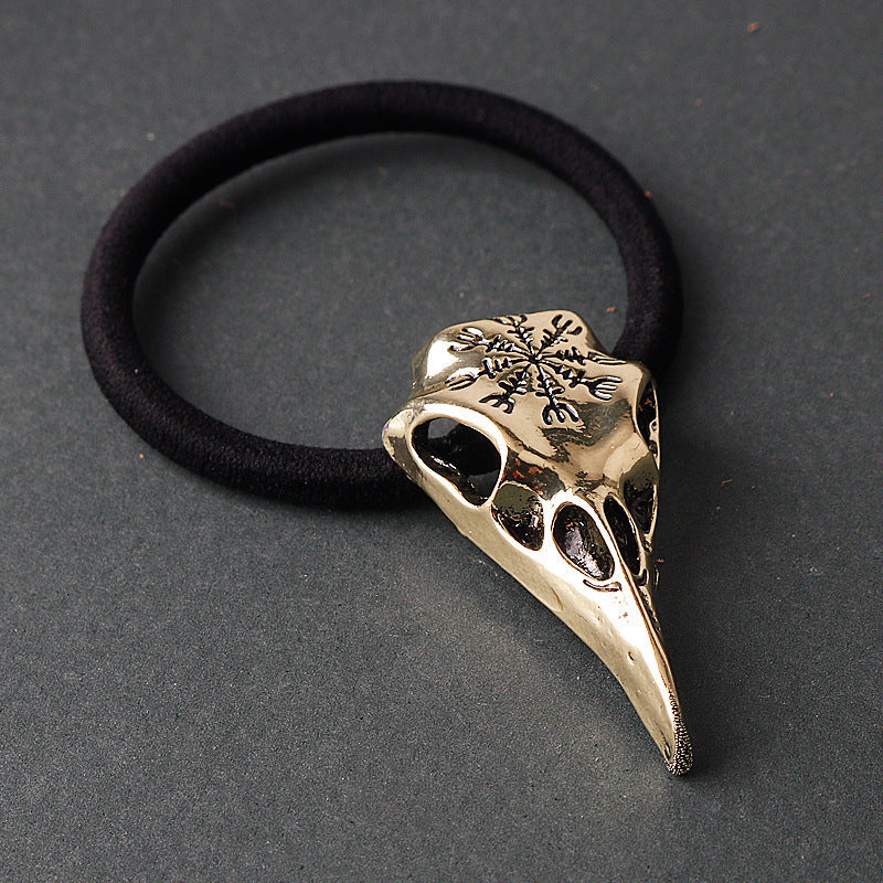 Retro Viking Compass Crow Skull Head Rope