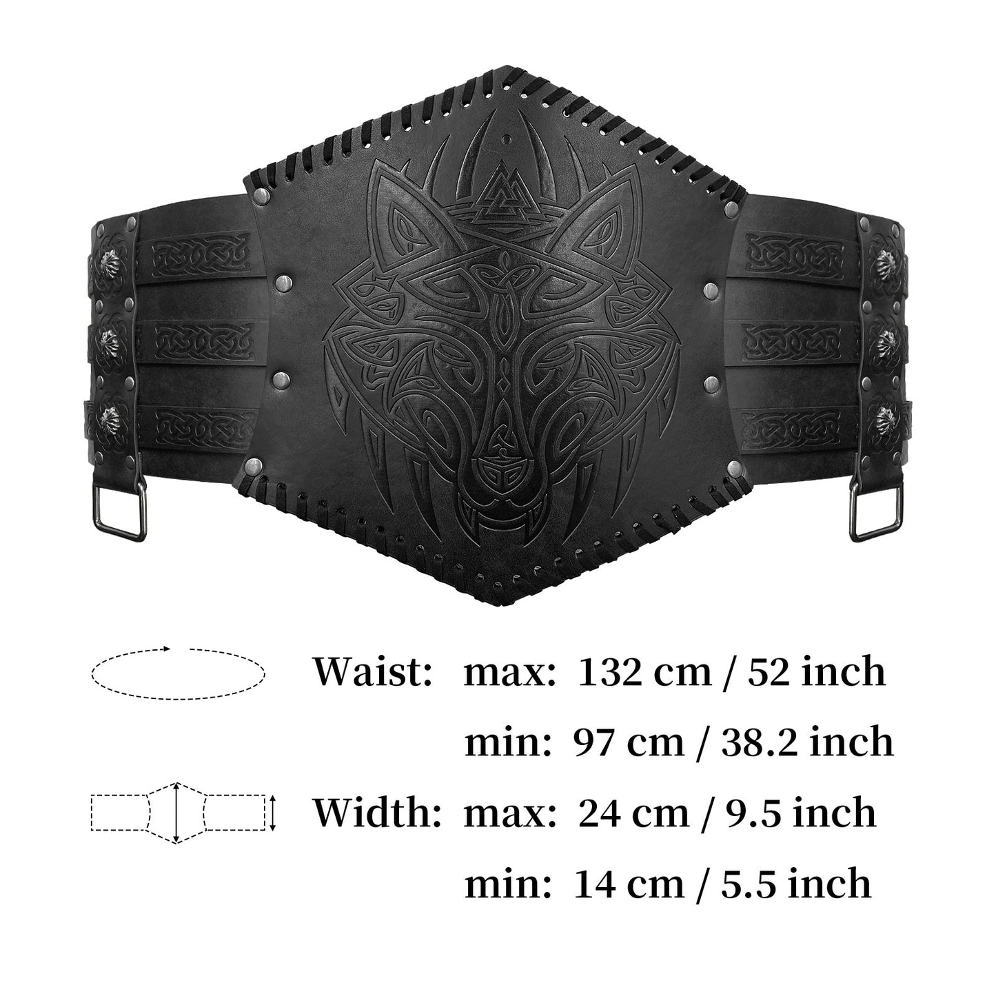 Nordic Viking Style Embossed Wide Belt