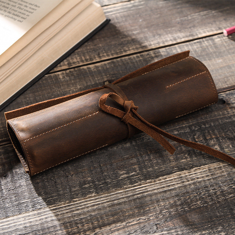 Retro Crazy Horse Leather Multifunctional Pen Pocket