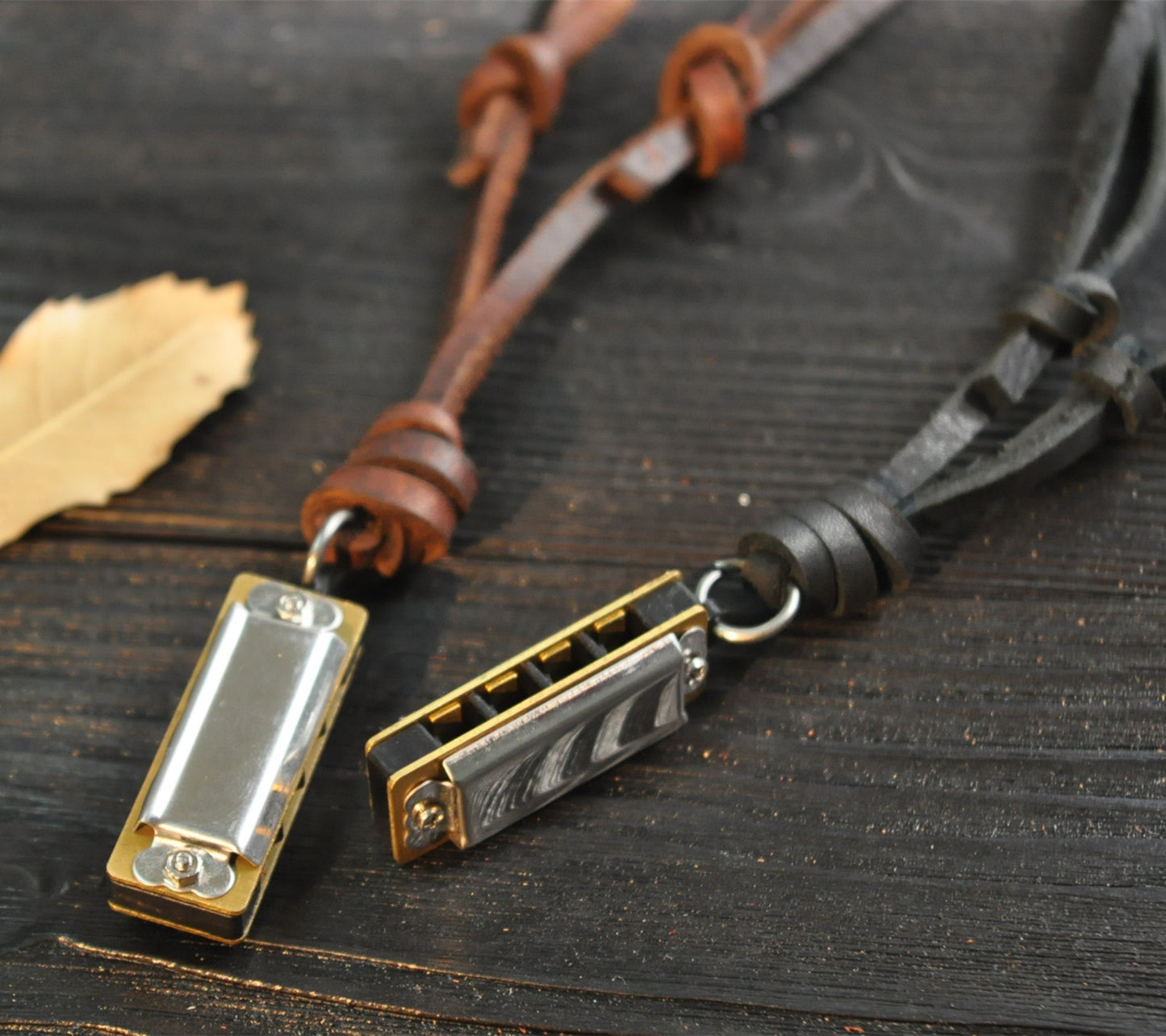 Fashion Personality Mini Leather Harmonica Necklace