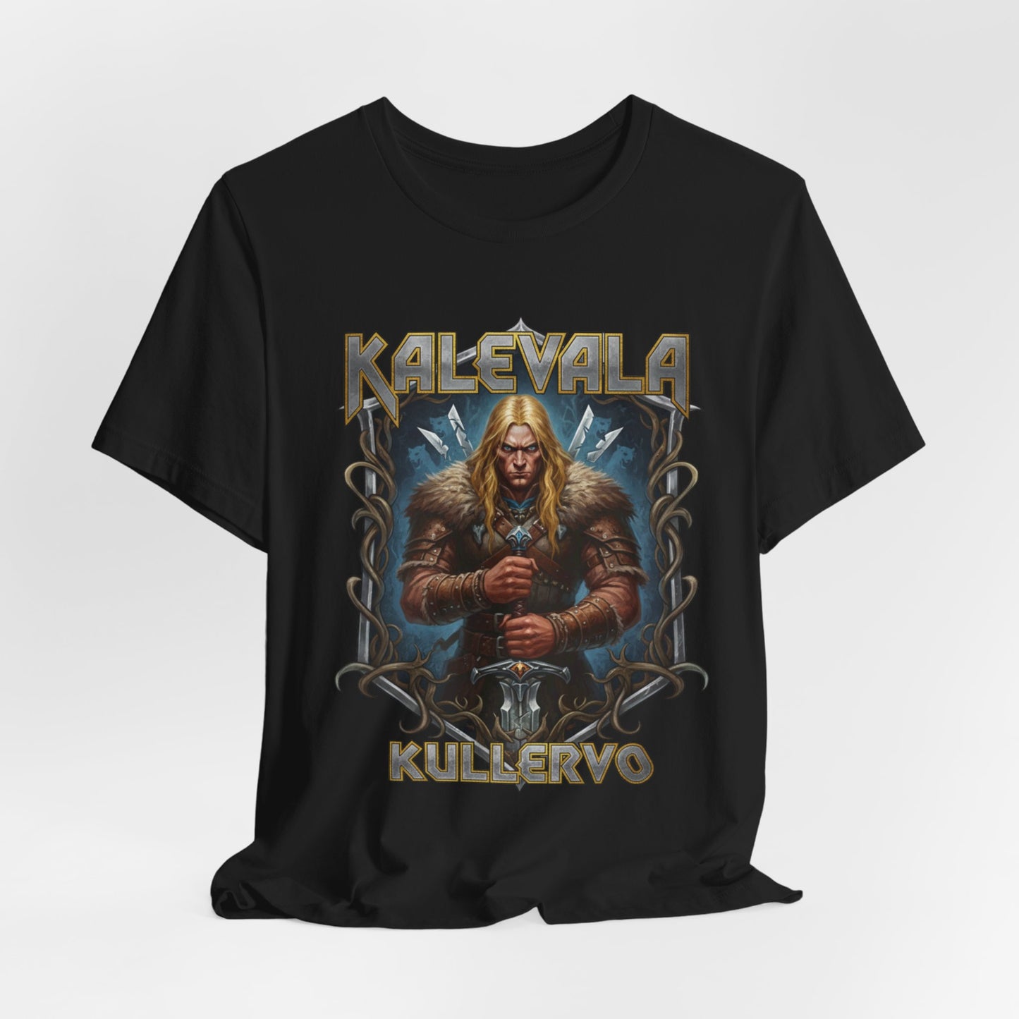 Kullervo — Kalevalan traaginen soturi Teepaita — Retro Graphic T-Shirt