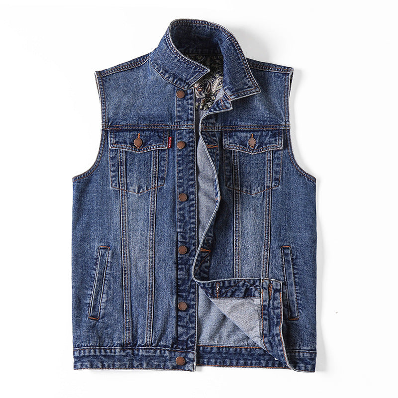 New Loose Large Size Men's Denim Vest Coat