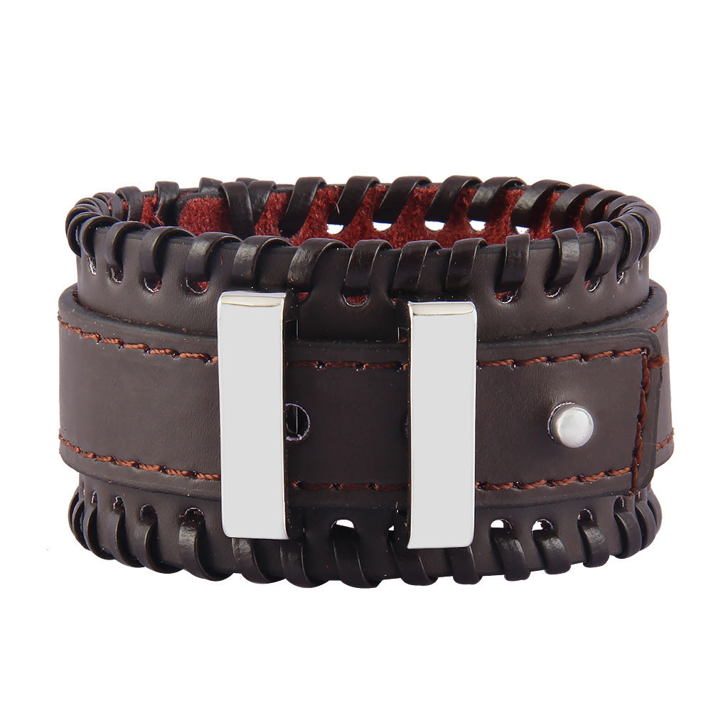 leather strap: two-layer steel decorated