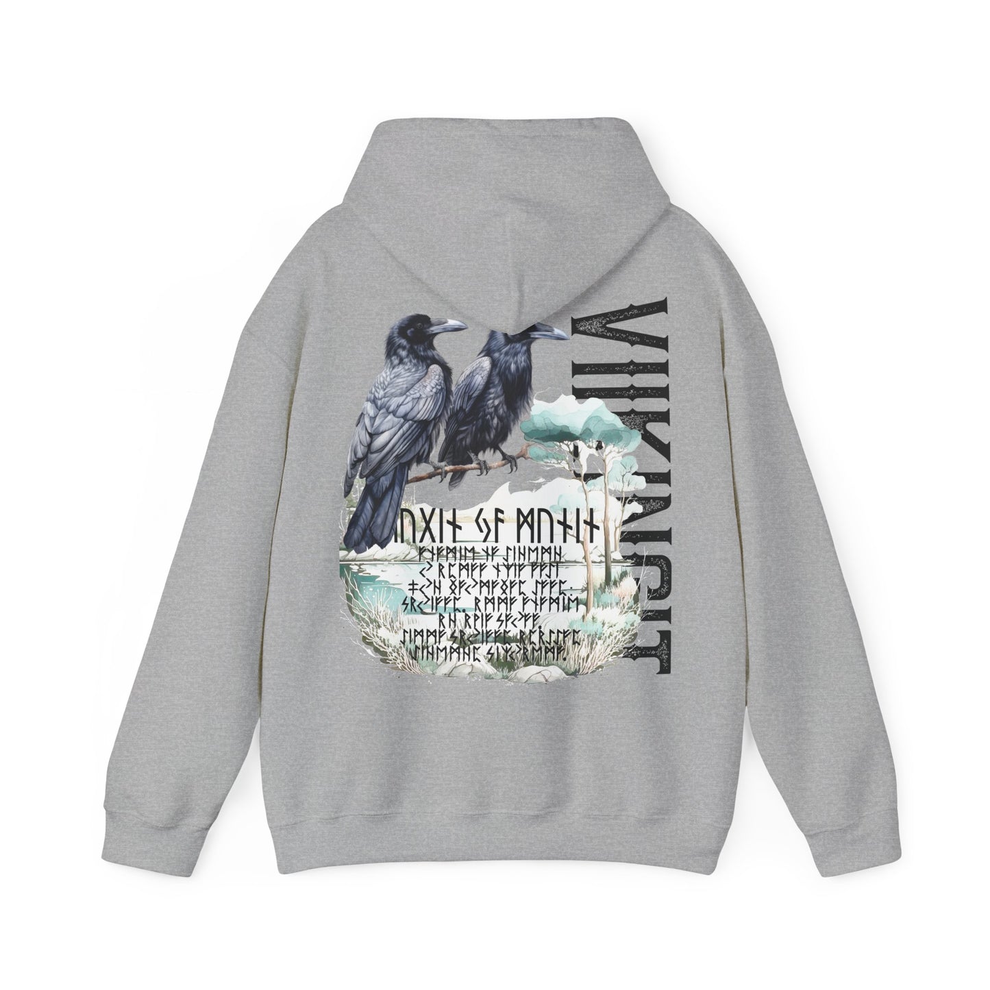 hoodie made of strong cotton - viking raven picture on the back