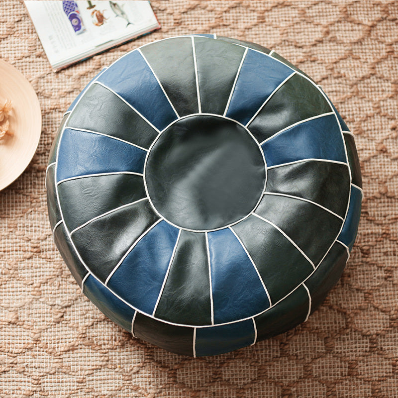 Hand-stitched Imitation Leather Texture Moroccan Leather Pouf