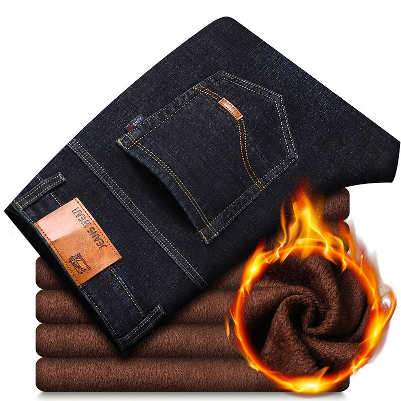 Men's Stretch Loose Plush Warm Jeans