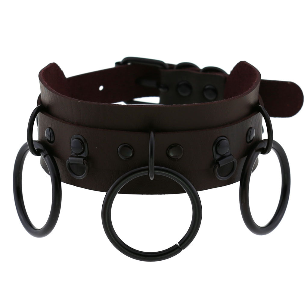 Gothic double-layer PU leather collar