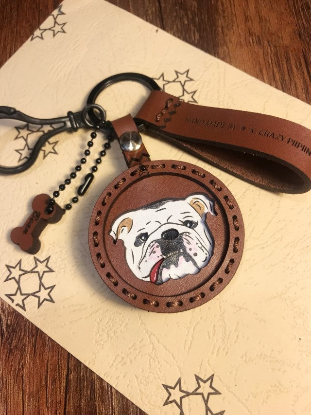 Leather cartoon key chain