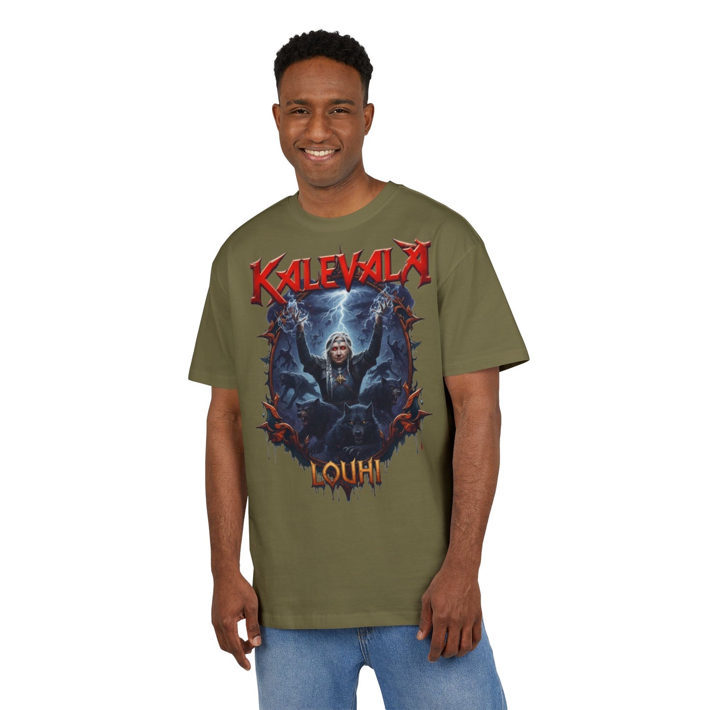 Kalevalan Kalevala Pohjolan emäntä Louhi lähettää vitsaukset rock-henkinen paita -  Oversize  T-paita