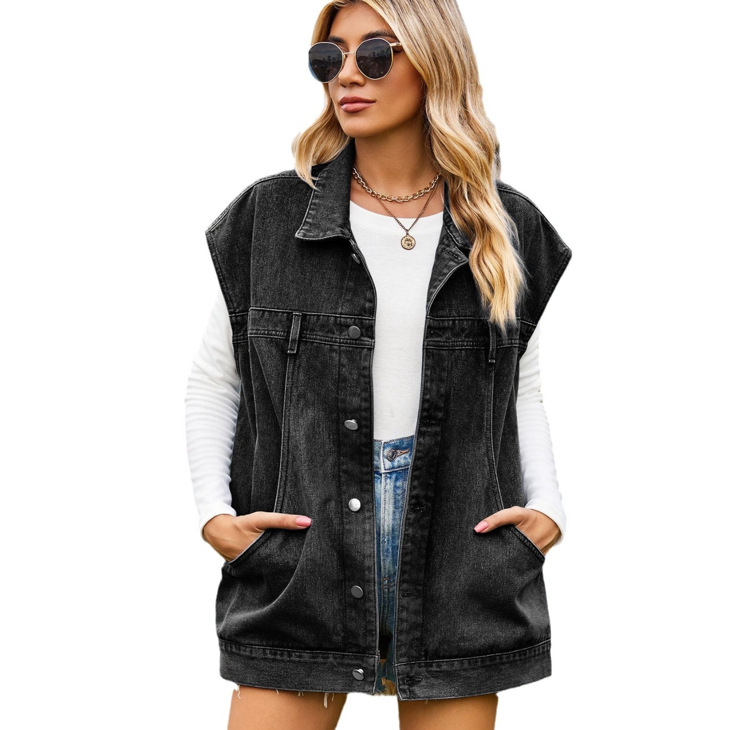 Denim Vest naisille oversize