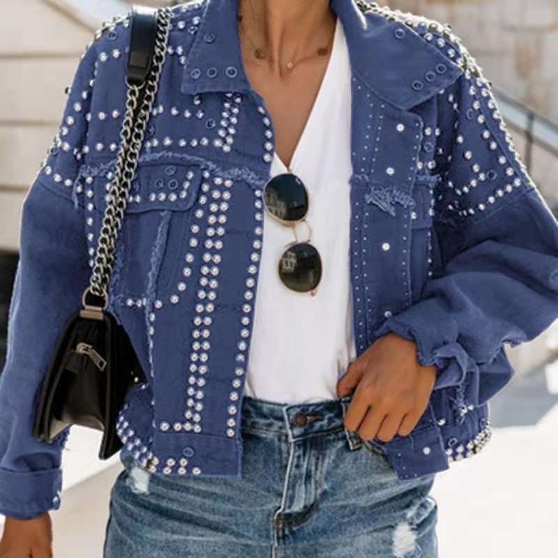 Water denim stud jacket