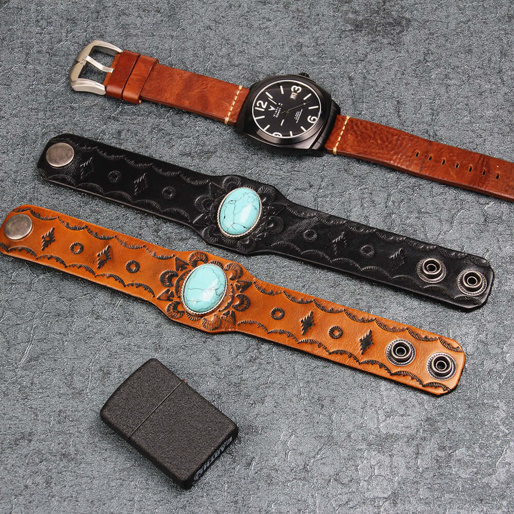 Fashion Turquoise Totem Leather Bracelet