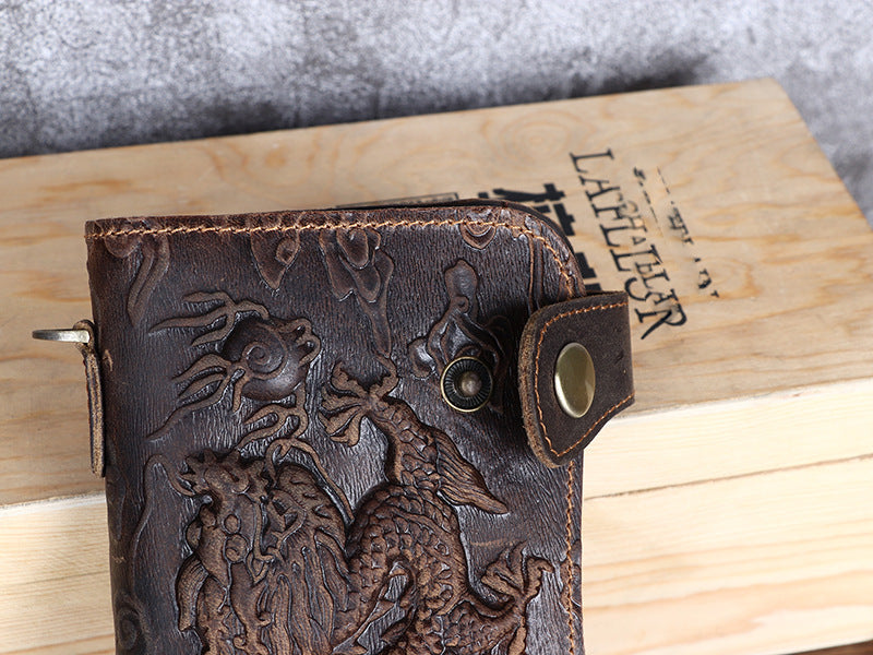 Fashion Vintage Crazy Horse Leather Men's Wallet Embossed