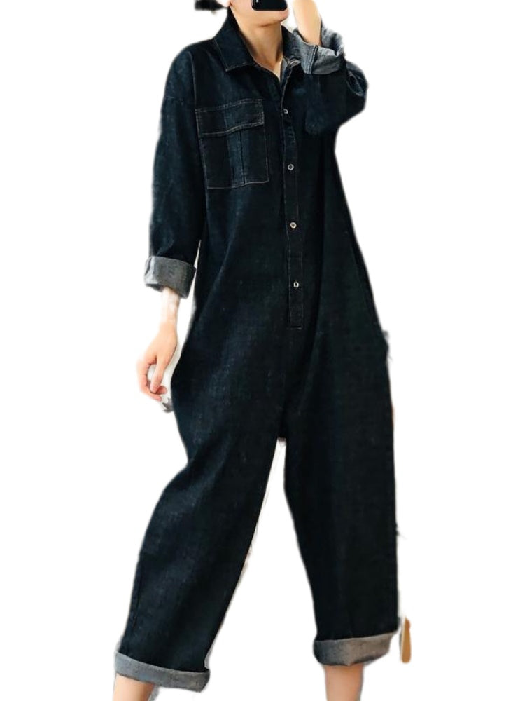 Women's Fashion Overalls Loose Denim