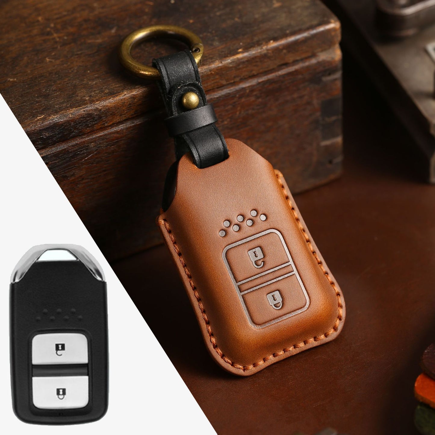 Full Leather Car Key Case Cowhide