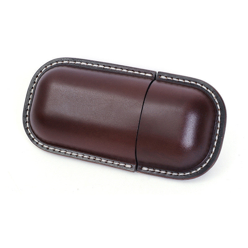 Vintage Handmade Leather Creative Capsule Portable Glasses Case