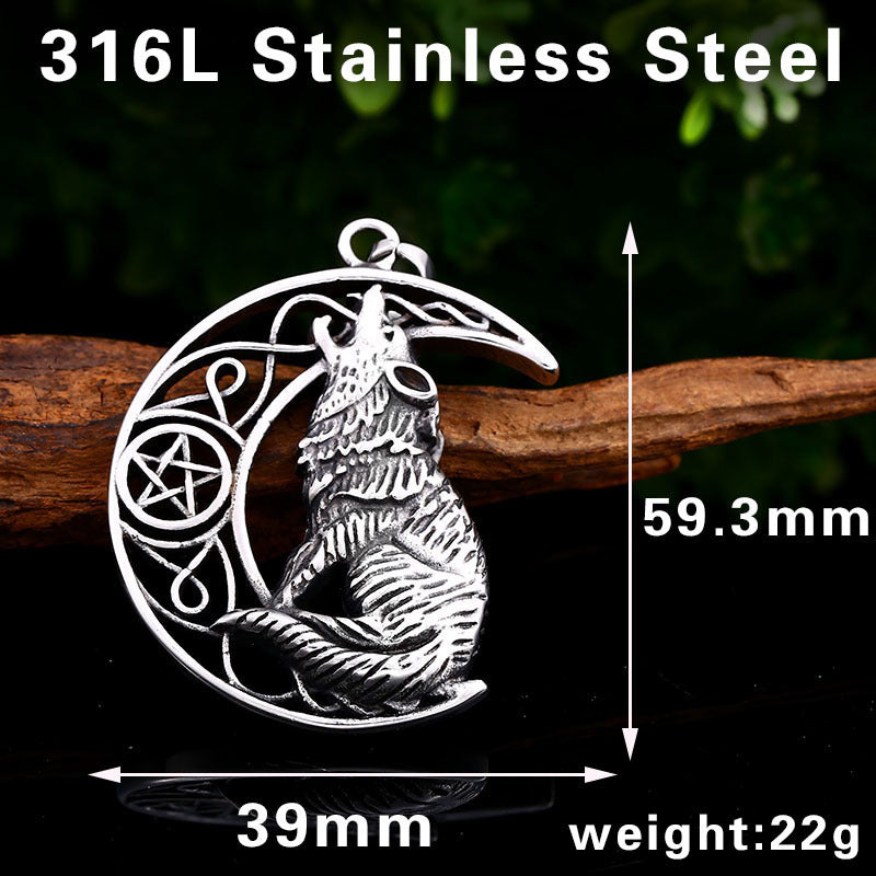 Viking Wolf Steel  Pendant