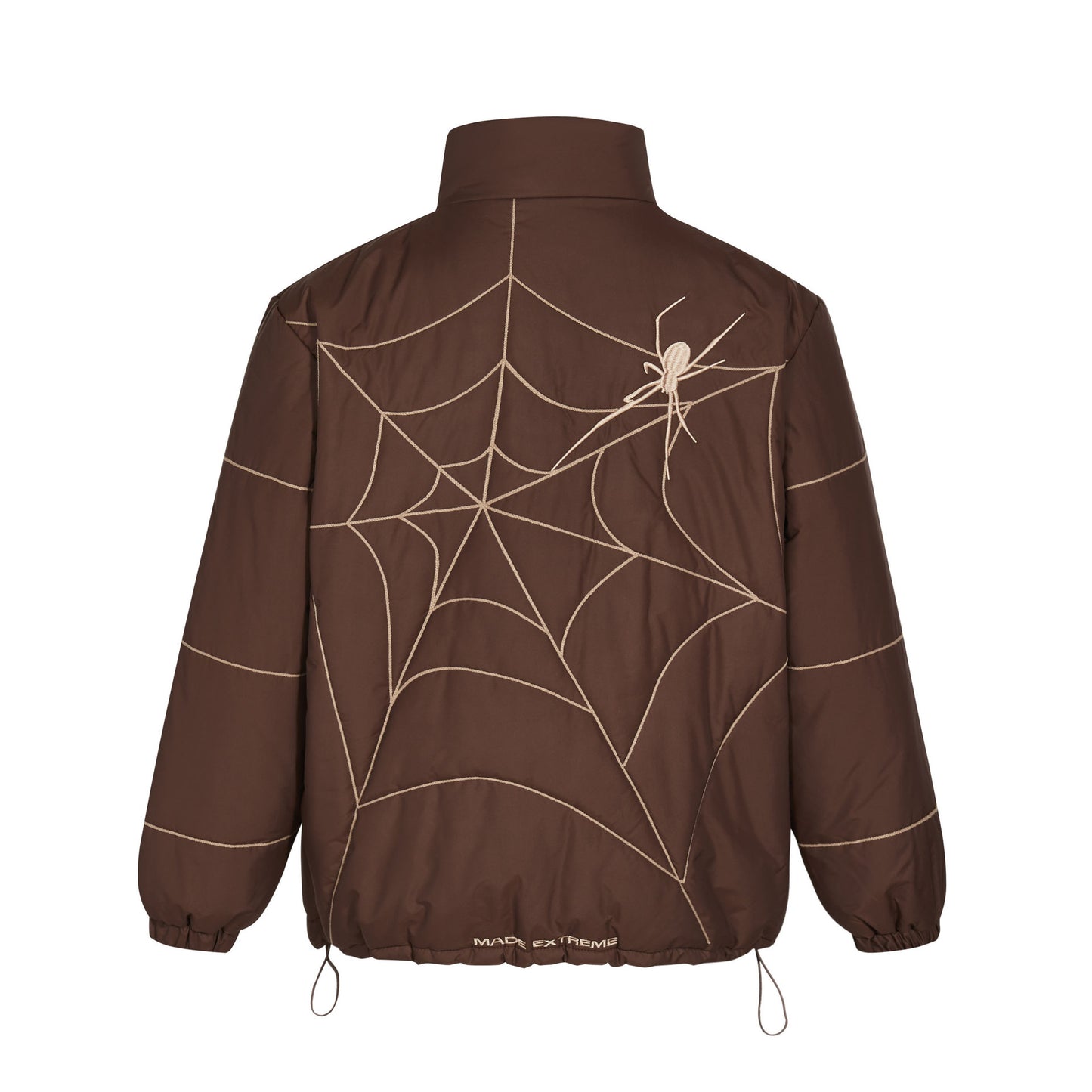 Spider Web Embroidered Lapel PU Leather Jacket American High Street BF Style Couple Baseball Uniform Trendy Coat