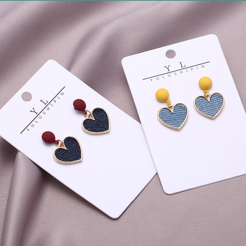 Denim love earrings