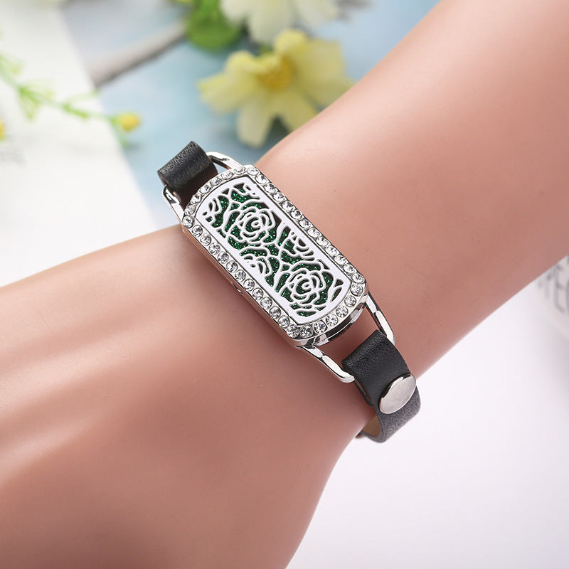 Leather Adjustable Geometry Rectangle Couple Bracelet Removable Aromatherapy Bracelet