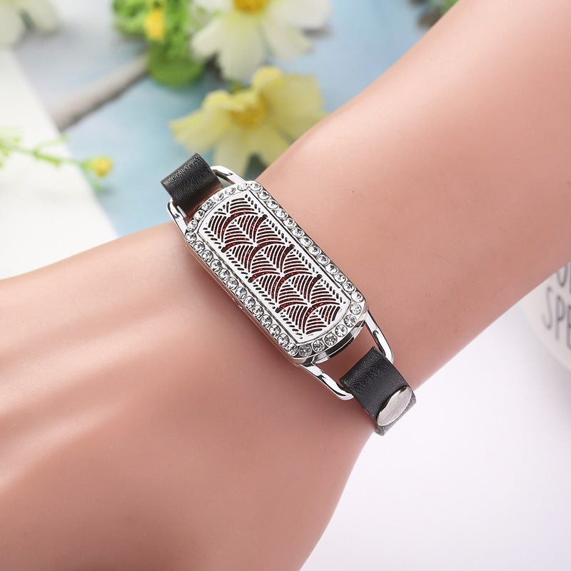 Leather Adjustable Geometry Rectangle Couple Bracelet Removable Aromatherapy Bracelet