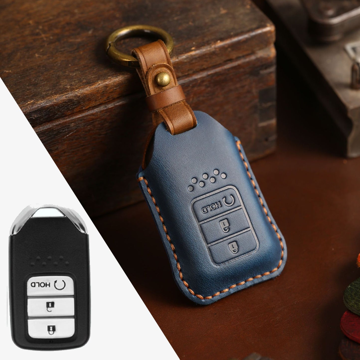 Full Leather Car Key Case Cowhide