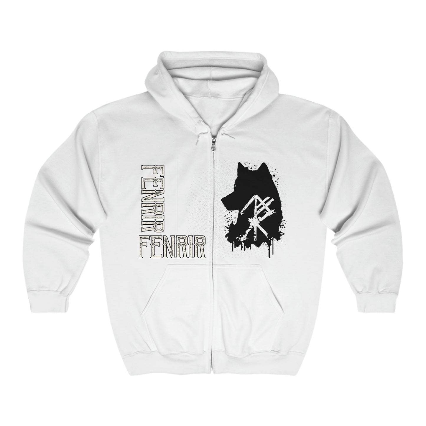 Unisex zipper hoodie - Fenrir wolf rune