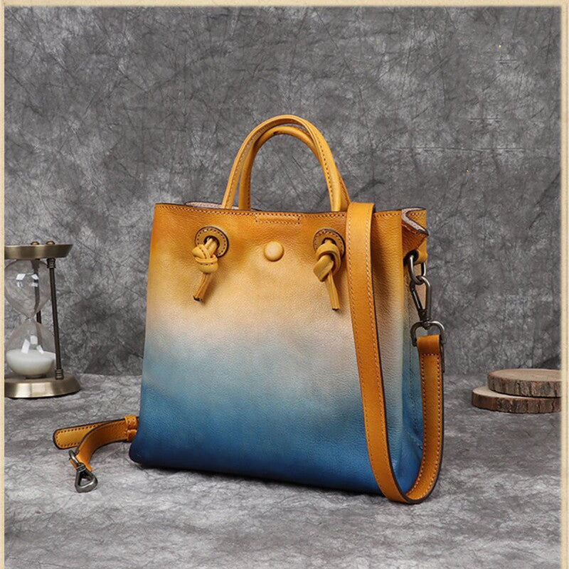 Rubbing color leather hand Diagonal bag