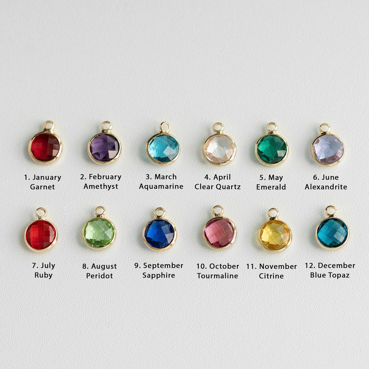 Twelve Color Birthstone Long Engraved Necklace