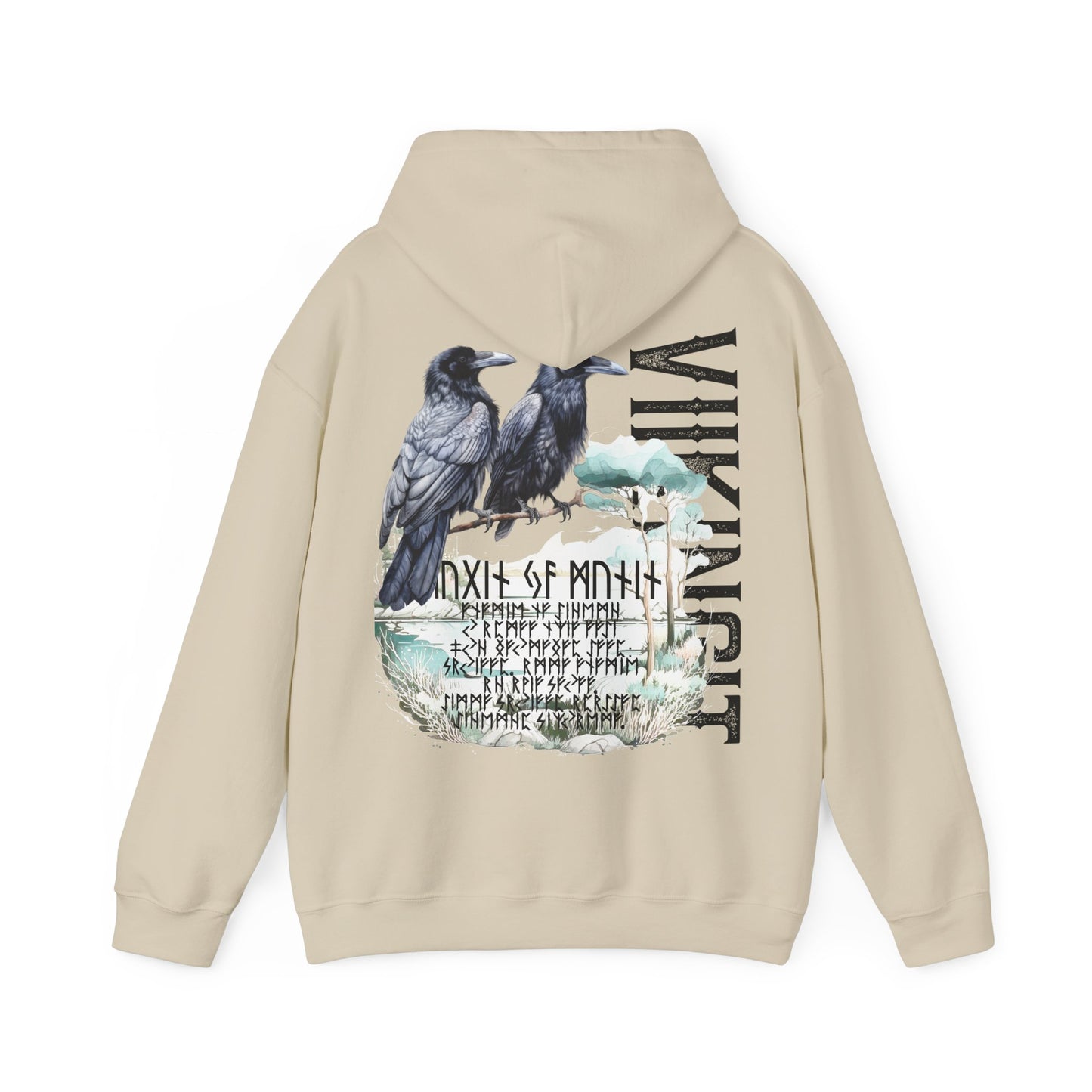 hoodie made of strong cotton - viking raven picture on the back