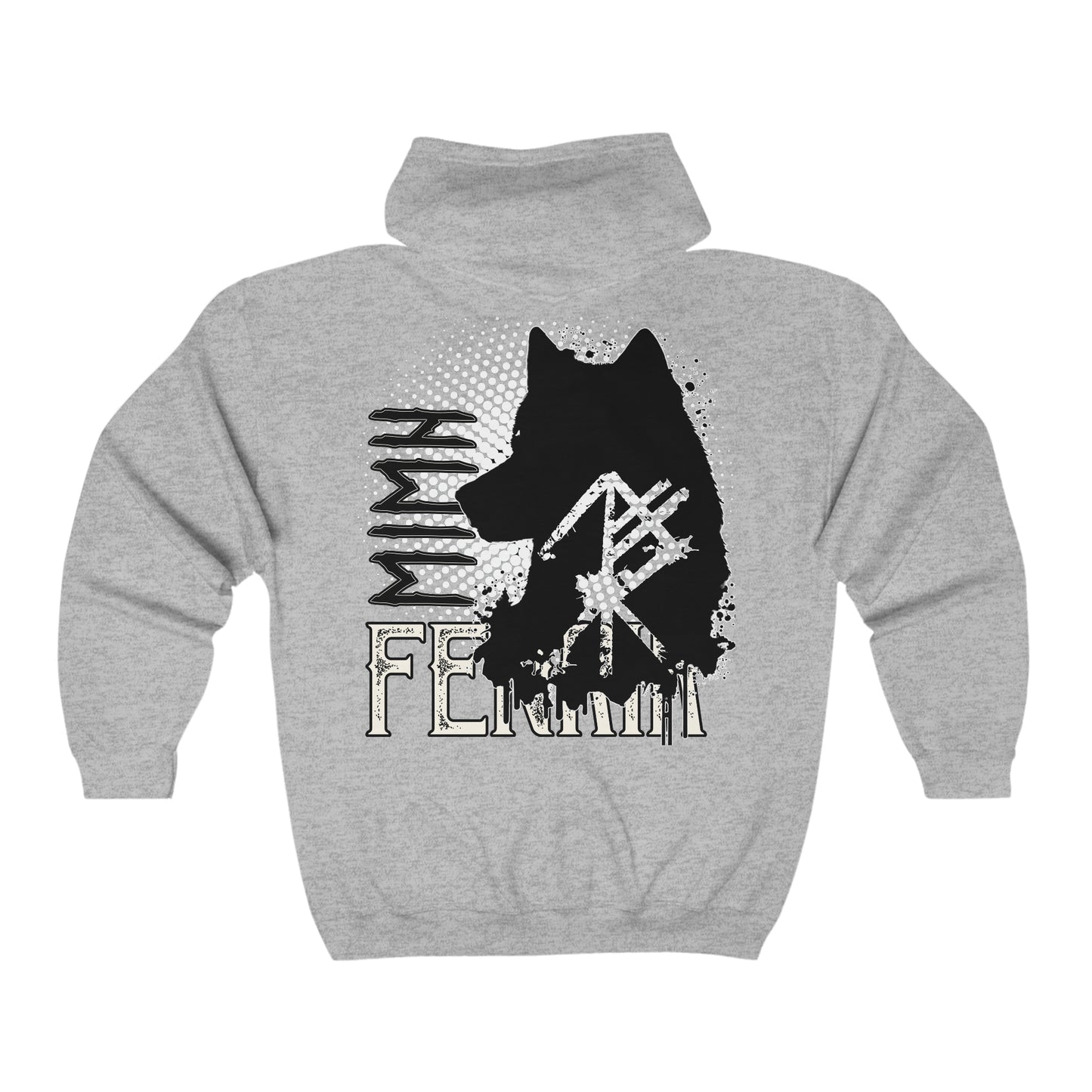 Unisex zipper hoodie - Fenrir halter on the back