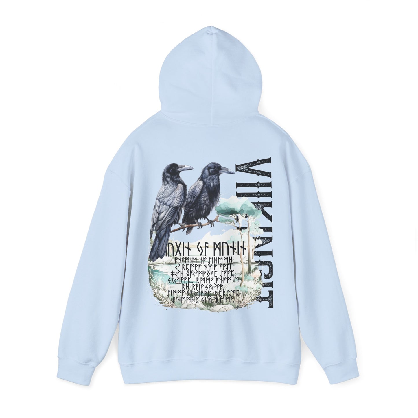 hoodie made of strong cotton - viking raven picture on the back